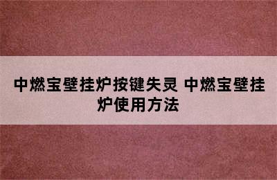 中燃宝壁挂炉按键失灵 中燃宝壁挂炉使用方法